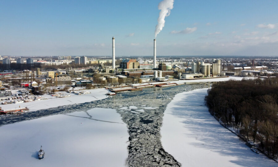 Eis und Schnee auf der Spree bei Rummelsburg, 2021