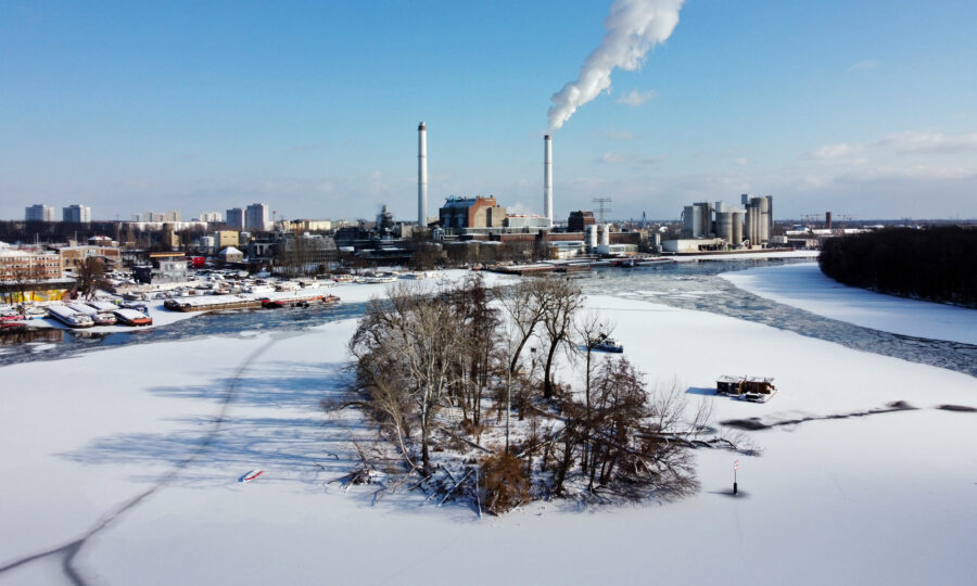 Eis und Schnee auf der Spree bei Rummelsburg, 2021